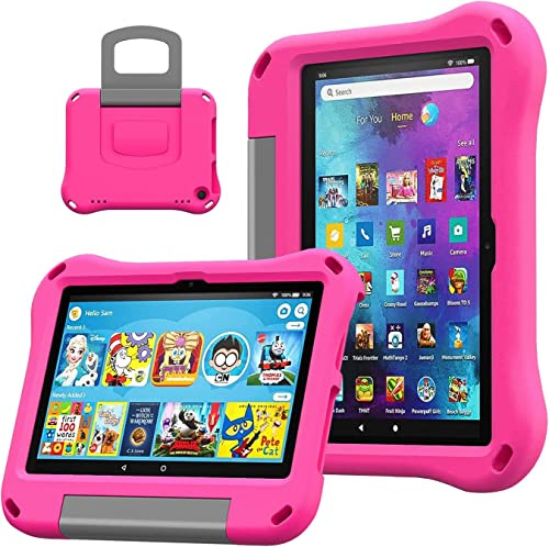 DJ&RPPQ 8 inch tablet case - Lightweight Shockproof Kids Friendly Cover Case with Handle Stand.(Available with 12th/10th Generation, 2022/2020 Release)(Incompatible with iPad Samsung).Pink