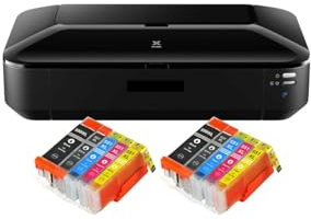 IC-Office iX6850 Farbtintenstrahl Drucker DIN A3+ (Bürodrucker, Fotodruck, Textdruck, 9.600 x 2.400 DPI, WiFi, WLAN, USB, Direktdruck, Print App) schwarz + 10 XL Tintenpatronen