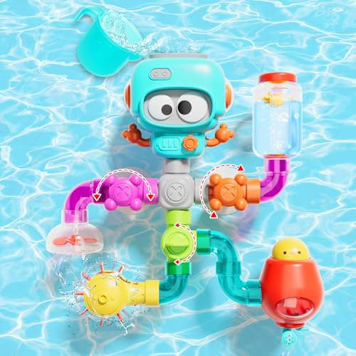 lerrbo Wasserrohr-Bastelset zum Zusammenbauen, geeignet für Kinder im Alter von 5–7 Jahren, Badezimmer-Spielzeug für Kinder ab 3 Jahren, Badezimer-Spaß