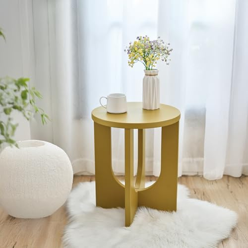 [en.casa] Sidobord Kysdajore runt 50 x Ø 40 cm soffbord senapsgult litet bord för vardagsrum sovrum inomhus