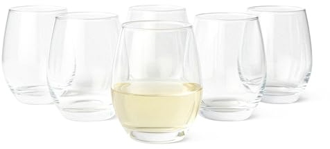 Amazon Basics Verres à Vin Blanc Sans Pied, Lot de 6 Pièces, 41,4cl, Compatible Lave-Vaisselle