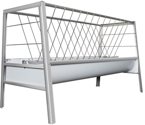 88 Gallon Goat Hay Feeder, 60 Length Goat Feeder, Heavy Duty Galvanized Steel Hay Rack, Non-Slip Base, Ease of Assembly, Feeding Hay Feeder for Goats, Sheep, Horses (Galvanized Steel, 1)