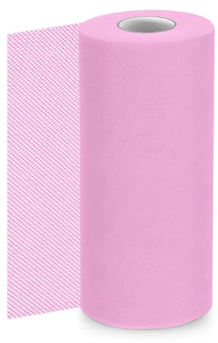 Rotolo di Tessuto in Tulle Rosa, 30 cm x 91,5 m Tulle Rotolo Matrimonio per Compleanni e Matrimoni, Decorazione Fai da Te, Tutù, Gonna, Decorazione da Tavolo, Confezione Regalo