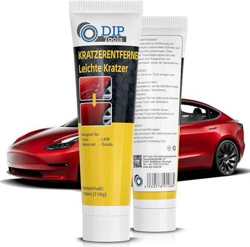 DIP-Tools Kratzerentferner 100ml, für Metallic & 2K-Lack, Autolack Politur Reiniger Teerentferner Kratzer rauspolieren Entferner Lackkratzer, Lackpolitur Autopolitur Repair, Polieren Lackreparatur