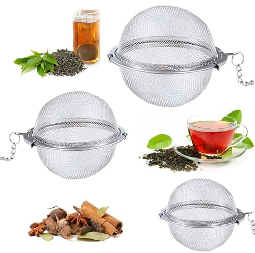3 Pieza Tea Infuser, Colador de Té, Infusor de Té Suelto Coladores de Té, Infusor Te de Acero Inoxidable Filtros de Té, para Preparar Té de Hojas Sueltas y Especias y Condimentos (3 Tamaños)