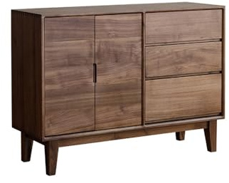 Buffet en bois massif de noyer de 120 cm – Table de rangement élégante pour salon, cuisine et canapé – Solution de rangement polyvalente (120 x 40 x 85 cm)