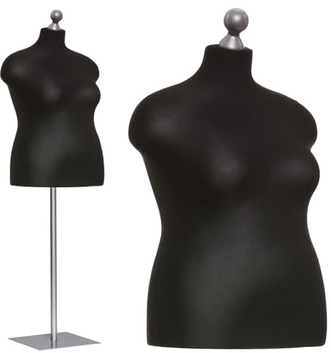 DummyDoll Schneiderpuppe weiblich Größe 48/50, Überzug schwarz, Fuß Metallplatte + Knauf Silbergrau