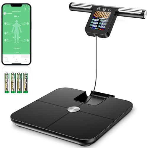 Bilancia Pesapersone Digitale Professionale 8 Elettrodi, Bilancia di Precisione Con Display LCD ad Alta Definizione e Maniglia Retrattile, Con APP Puoi Misurare 32 Metriche Corporee