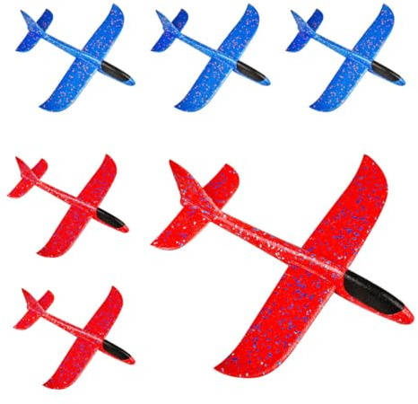 UIEXAY 6 Pezzi Giochi da Esterno per Bambini, Polistirolo da Lanciare Aeroplano, Aereo di Giocattolo in Schiuma, Bambino 6 Anni Maschio All'Aperto Aliante Aerei Giocattoli, Giochi Giardino Esterno