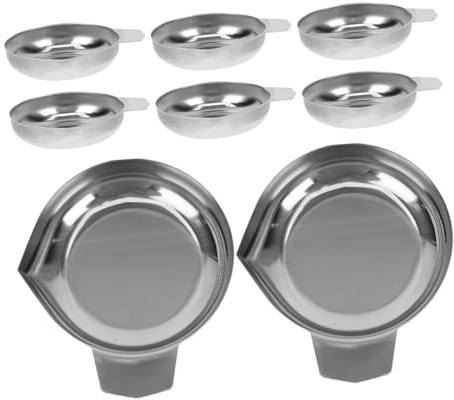 Plateau de Balance Électronique 8 Pcs en Acier Inoxydable Argenté | Poids pour Balance, Plaque Échelle, Accessoires de Balance, Fond Plat, Bec Courbé