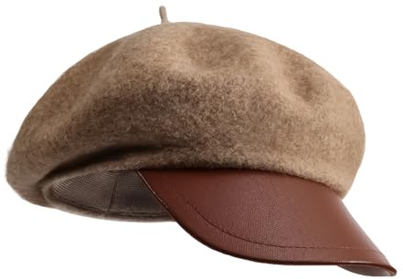 Béret Cap | Couvre-chef français chaud en laine – Béret pour femme classique vintage – pour l'automne, Noël, hiver, dames, printemps, anniversaire, marron