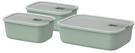 Mepal - Frischhaltdosen set 3-teilig EasyClip - Schüssel mit Deckel und Schiebeverschluss - Geeignet für Mikrowelle, Dampfgarer, Kühl- und Gefrierschrank - Luftdicht - 2x 700 + 1500 ml - Nordic sage