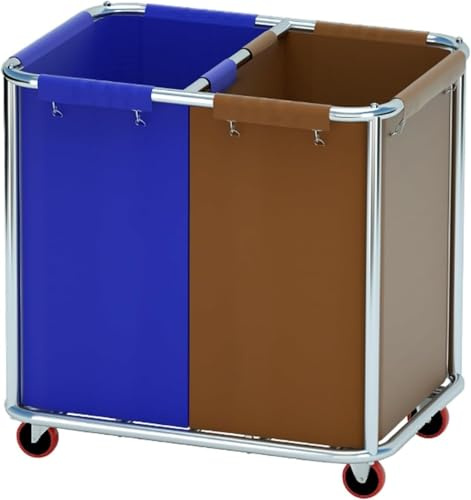Carrello portabiancheria su ruote, capienti cesti resistenti con cestello da 400 litri, sacco rimovibile per camere d'albergo