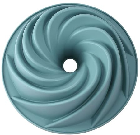 KeepingcooX Moule à gâteau rond cannelé en silicone de 22,9 cm – Moule à gâteau de style Gugelhupf 23,5 cm | Moule à gâteau anti-adhésif à motif tourbillon Kougolf, sans BPA, moule à gâteau, 22,9 cm
