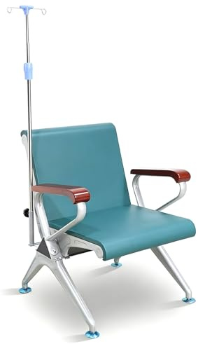 Ergonomisk Vilstol för Väntrum, Enkla Medicinska Vilstolar med IV Stativ, Armstöd och Ryggstöd, Flebotomistol för Sjukhus, Hemmet, Kliniker(Green)