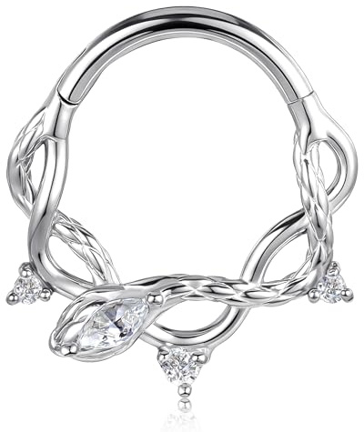 Vankula Septum Helix Daith Piercing Anello segmentato in acciaio chirurgico CZ 16 G 8 mm nasale trago conch piercing gioielli per donne e uomini oro argento, Metallo