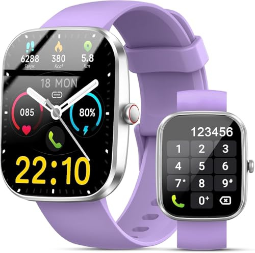 Fempoin 2026 Men's Smart Watch 1.96 HD Smartwatch Dialing Call Function Sports Watch with 100+ Sports Pedometer, Sleep Monitor, Smart Notification IP68 Waterproof Watch Purple Lavender