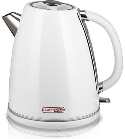 KMEETWELL Electric Kettle 1.7L, 2200W Fast Boil, BPA Free, 304 Stainless Steel, Water Level Indicator, 360° Rotational Base, Auto Shut-Off, Metal Mesh Filter, Dry Boil Protection, LED Indicator.