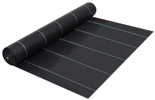 Genérico Estera de Control de malezas y raíces PP Negro 1x50 m, Mallas antihierbas Negro,313061