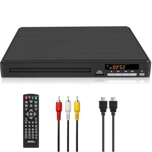 DVD Player for TV, Multi Region DVD Player HDMI, 1080P Upscaling, USB Input, Coaxial Output, HDMI/RCA Output, Breakpoint Memory, Built-in PAL/NTSC, JOVELL 2026 All Region DVD CD Players (Non Blueray)
