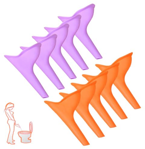 Tkohwdj 10er Set Urinella für Frauen, Silikon Frauen Urinal Unterwegs | Women Pee Funnel, Female Urination Device, Wiederverwendbare Outdoor Urinella, Camping, Reisen & Wandern