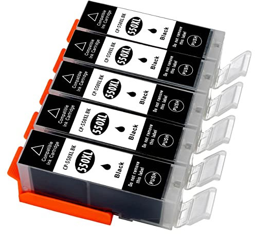 ESMONLINE 5 komp. Black XL Druckerpatronen Canon PGI 550 Pixma MG5450 MG5550 MG5650 MG5655 MG6350 MG6450 MG6650 MG7100 MG7150 MG7550 MX725 MX925 iP7200 iP7250 iP8750 iX6850 (PGI-550)