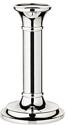EDZARD candelero Fiona, Base Redonda, Plateada, protegida contra el deslustre, para Velas de Palo, Altura 15 cm