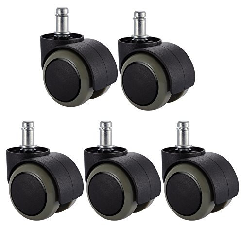 PChero 5 Confezioni Ruote Sedie da Ufficio per Parquet, Universale Standard 11mm x 22mm (7/16 X 7/8), Supportando Fino a 250kg