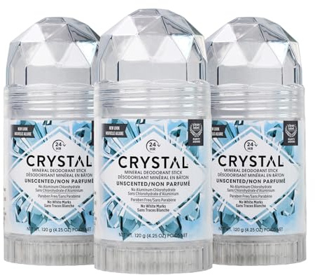 Crystal Mineral Deodorant Stick, Unscented 4.25 oz (Pack of 3)