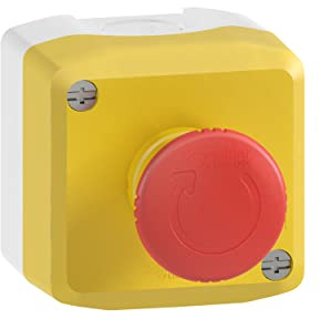 Schneider Electric Harmony XALK Aufbaugehäuse, XALK178 | Not-Aus-Schalter, Kunststoff, Drehentriegelung, 1Ö, hellgrau/gelb/rot