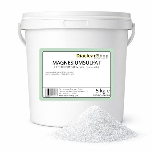 DIACLEANSHOP Bittersalz Magnesiumsulfat Heptahydrat 5kg Pharmaqualität | Ideal für Magnesiumbad Fußbad Floating Pflanzen Rasendünger