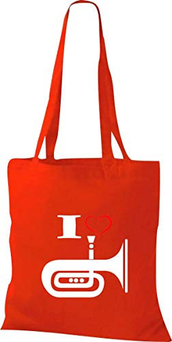 Shirtstown Pochette en tissu Musique I Love Tuba - Rouge - Rot,