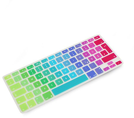 System-S Silikon Tastaturschutz Tastaturabdeckung QWERTZ Deutsche Tastatur Abdeckung Schutz für MacBook Pro 13 15 17 Zoll iMac MacBook Air 13 Zoll in Regenbogenfarben
