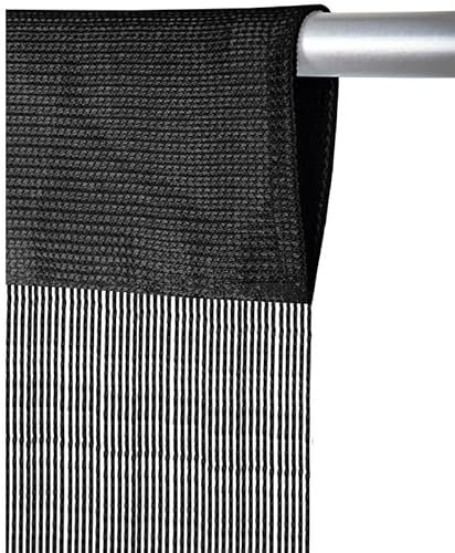 Arsvita Fadenvorhang mit Stangendurchzug, individuell kürzbare Gardine, moderner und eleganter Dekorationsartikel in vielen Farben und Ausführungen (B90xL250 cm/schwarz - JetBlack)