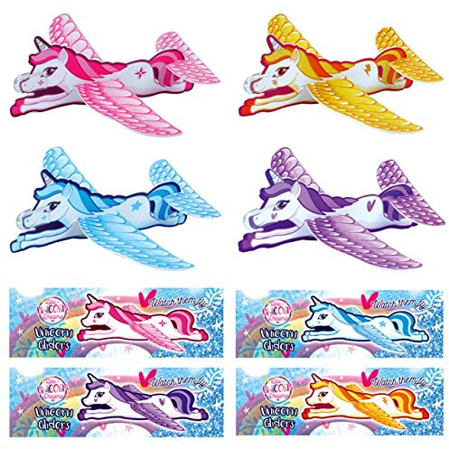 24x Styroporflieger Einhorn Flugzeuge Gleiter Mädchen ca.18,5 cm Mitgebsel