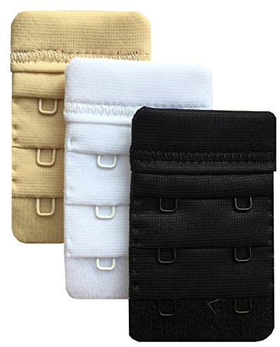 Chanie Damen Packung mit 3 Komfortabel Erweiterung 2 Haken BH-Verlängerer | Weich, 6,1cm x 3,8cm