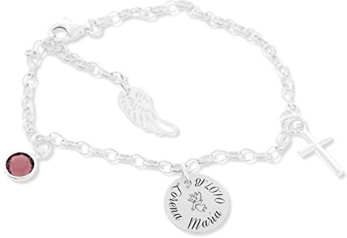 Taufarmband Silber Mädchen Armband mit Engel zur Taufe mit Gravur Geschenk für Baby und Kinder Silberarmband Patenkind Schutzengel | HANDMADE IN GERMANY