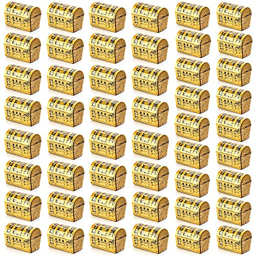 Zhanmai 50 Pieces Mini Pirate Treasure Chest Box Plastic Chests Vintage Pirate Jewelry Storage Box for Play Halloween Christmas Party Favors Prizes