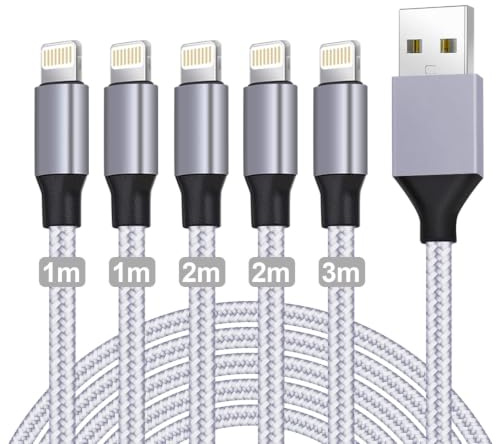 iPhone Ladekabel,Apple MFi Zertifiziert Lightning Kabel 5Pack0.9/0.9/2/2/3m | lightning ladekabel für iPhone 14 13 12 11 Pro XS Max XR X 8 Plus 7 Plus 6 Plus 5s SE iphone kabel