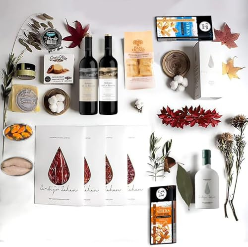 Cesta de navidad Gourmet Tradición | Cesta Regalo Gourmet | Ibéricos | Mejillones y Ventresca | Vino Tinto | Aceite de Oliva | Sticks