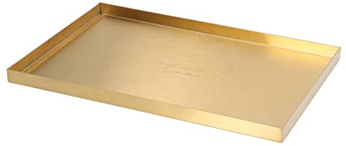 Lazmin112 Moderne Metall-Goldplatte, rechteckiges Ablagefach, Kosmetik-Schmuck-Display-Edelstahl-Tablett, einfacher nordischer Stil