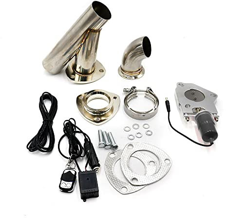 Riloer 2.25/57mm 12V Kit sistemi di scarico elettrico per tubo obliquo, con valvola di controllo remoto del motore a benzina in alluminio