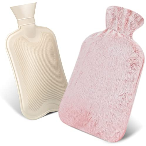 Varmvattenflaska med överdrag, varmvattenflaska stor 1,8 l, kapacitet med plyschväska, lämplig för män och kvinnor, gamla och unga, kallt bevis för män och kvinnor