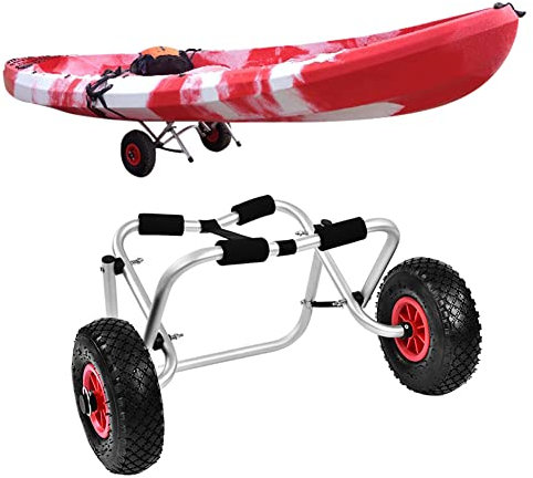 Trolley de Kayak, 80kg/180lbs Trolley Kayak/Canoë/Bateau Transport Remorque, Chariot de Transport de Kayak en Alliage d’Aluminium, Chariot de Chariot Pliable avec Roues de 10in Pneus Silencieux