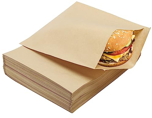 200 Pcs Paper Sandwich Bags 7.9 x 8.6 inch Wax-lined Brown Paper Bags