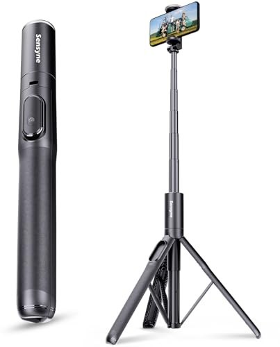 Sensyne 68 Phone Tripod & Selfie Stick, Lightweight All in One Phone Tripod Integrated with Wireless Remote Compatible with All Cell Phones for Selfie/Video Recording/Photo/Live Stream/Vlog（Black）