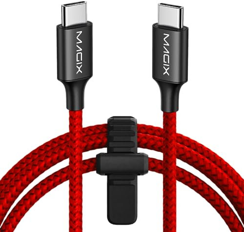 Magix Cavo USB C 60W 1M Rosso, Ricarica Rapida PD 3.0 3A, Velocità di Sincronizzazione Dati 480MB/s, Compatibile con Macbook Pro/Air, iPad Pro 2021/Air 5, Galaxy S23/S22 Ultra, Pixel 7 6