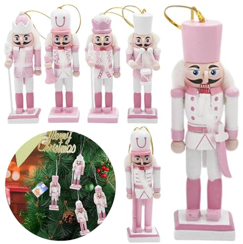 6 Stück Weihnachts Nussknacker Soldat Holzanhänger Mini Nussknacker Hängen Ornament Weihnachtsbaumschmuck,Weihnachten Ornament Deko Holzanhänger für Window Fireplace Garden Weihnachtsfeierdekoration