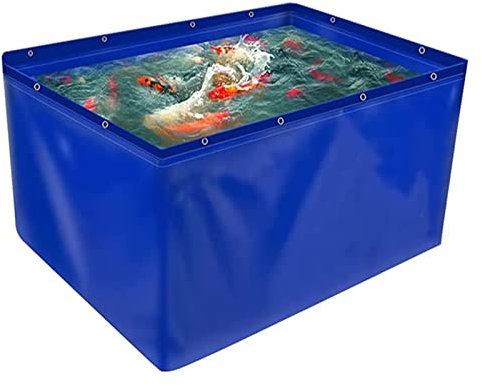 PHLEPS Oberirdischer Fischteich im Freien, 0,5 mm Faltbarer Planen-Wasserspeicherpool mit Öse und Ablassventil, quadratischer Wassertank for Gartenterrassen (Color : Blue, Size : 4x7x0.7m)