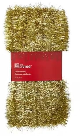 SKYTE® 50FT Luxury Metallic Tinsel Garland Very Long Christmas Tinsel Shiny Christmas Party Indoor and Outdoor Decorations Tree (GOLD)